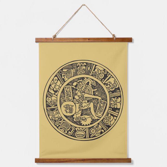 Mayan circle, Mexican hieroglyph (Maya) Hanging Tapestry (Front)