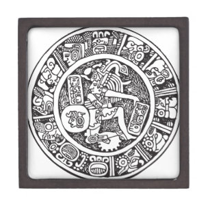 Mayan circle, Mexican hieroglyph(Maya) Keepsake Box