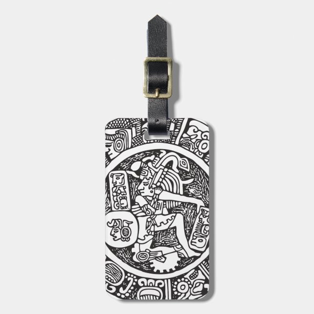 Mayan circle, Mexican hieroglyph(Maya) Luggage Tag (Front Vertical)