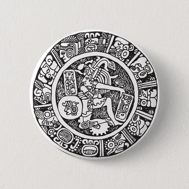 Mayan circle, Mexican hieroglyph(Maya) Pinback Button (Front)