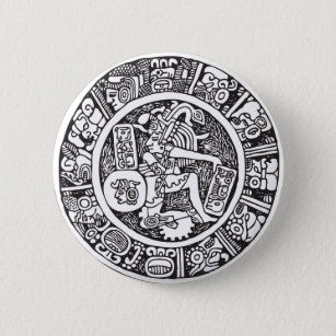 Mayan circle, Mexican hieroglyph(Maya) Pinback Button