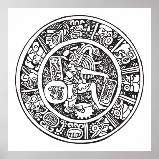 Mayan circle, Mexican hieroglyph(Maya) Poster | Zazzle.com