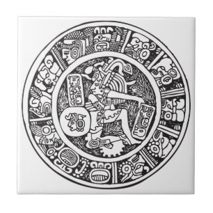 Mayan circle, Mexican hieroglyph(Maya) Tile