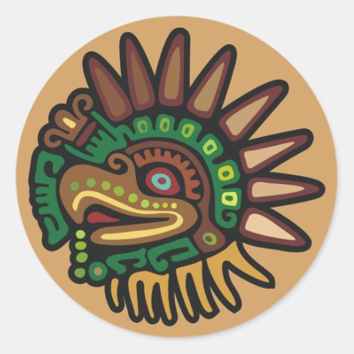 Mayan Eagle God Classic Round Sticker