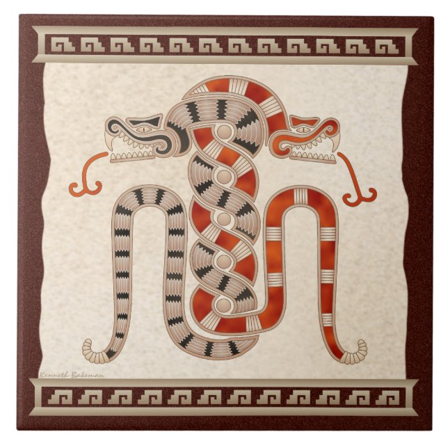 Mayan Entwined Snakes Tile (Front)