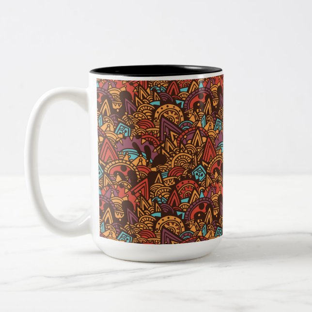 Mayan Fantasy Two-Tone Coffee Mug (Left)