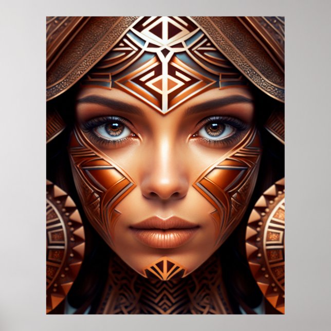 Mayan Flavored Abstract Metallic Face Makeup Poster (Front)