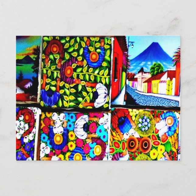 Mayan folkloric mural Guatemala postcard (Front)