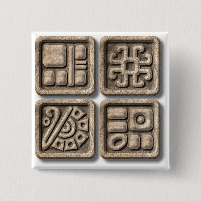 Mayan Glyphs-stone Button (Front)