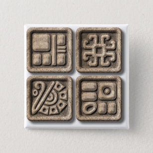 Mayan Glyphs-stone Button