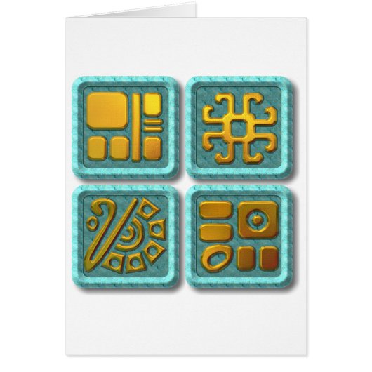 Mayan Glyphs-turquoise Cards (Front)