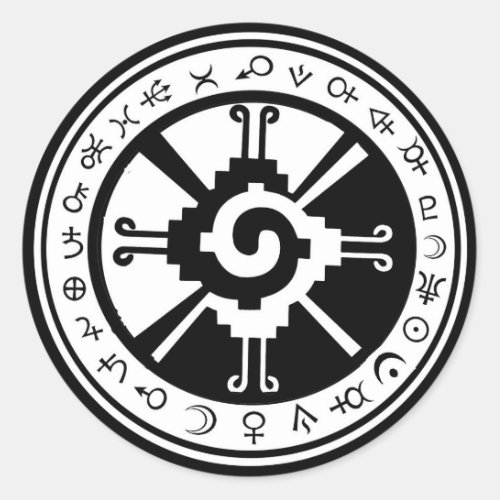 Mayan Hunab Ku Creator  Planetary Symbols Classic Round Sticker