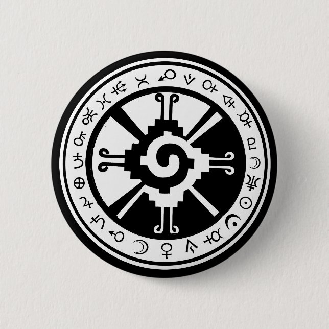 Mayan Hunab Ku Creator & Planetary Symbols Pinback Button (Front)