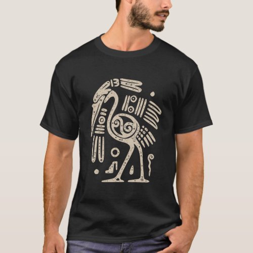 Mayan Indian Heron Crane Ancient Tribal Abstract B T_Shirt