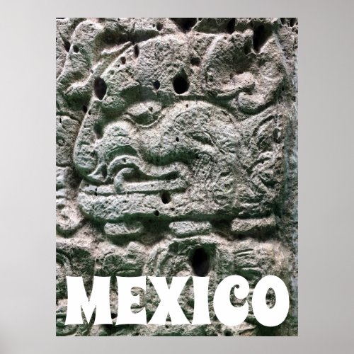 Mayan Jaguar God Archaeology Mexico Travel Poster