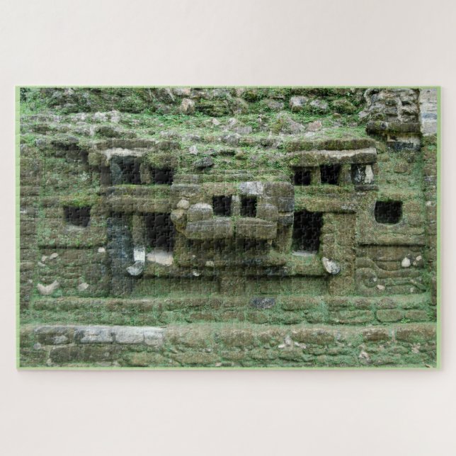 Mayan Jaguar Mask Temple Landmark Lamanai Belize Jigsaw Puzzle (Horizontal)