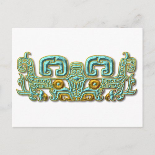 Mayan Jaguar_turquoise and gold Postcard