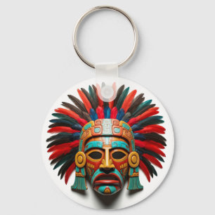 Mayan Mask Mexico Travel Keychain