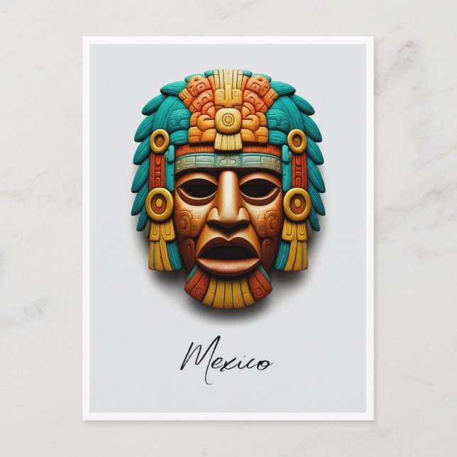 Mayan Mask Mexico Travel Postcard (Front)