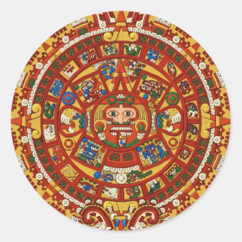 Mayan Maya Aztec Ancient Calendar detail Classic Round Sticker