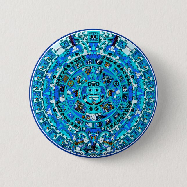 Mayan Maya Aztec Doomsday Symbol ~ Button (Front)