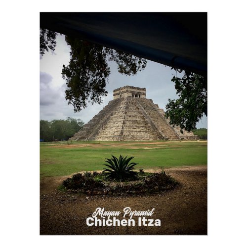 Mayan Pyramid CHICHEN ITZA Travel Souvenir Poster