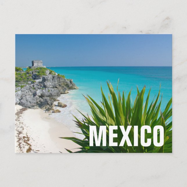 Mayan Ruins At The Beach In Tulum Postcard (Front)