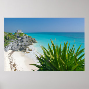 Mayan Ruins At The Beach In Tulum Poster