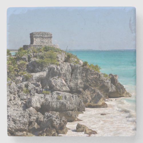 Mayan Ruins in Tulum Mexico Stone Coaster