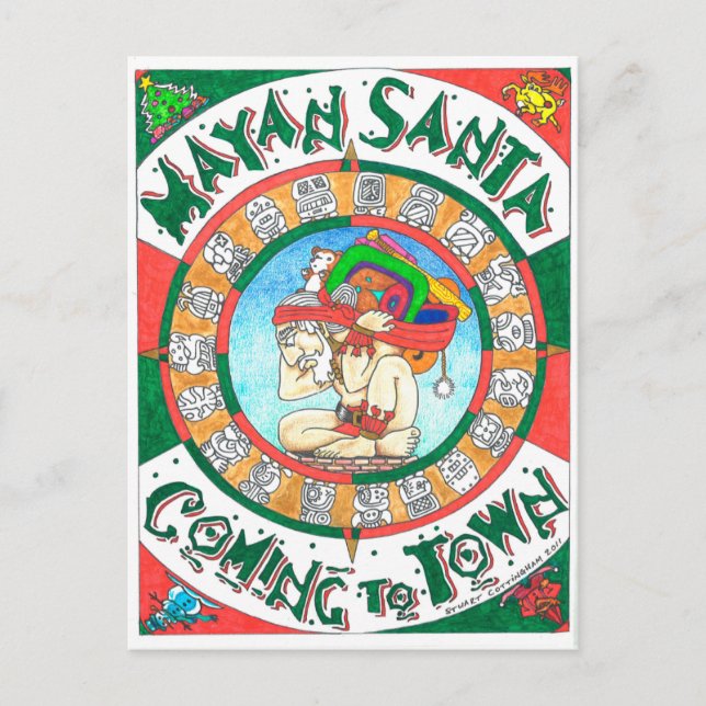 Mayan Santa Holiday Postcard (Front)