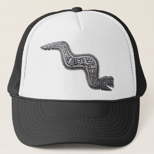 Mayan Serpent _ Black and Silver Trucker Hat