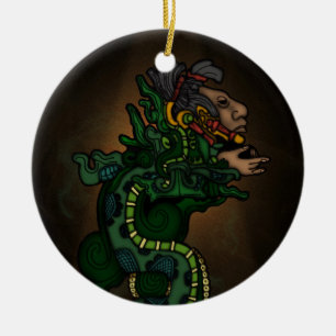 Mayan Serpent God Ceramic Ornament