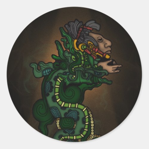 Mayan Serpent God Classic Round Sticker