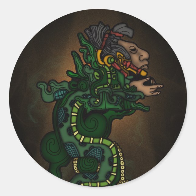 Mayan Serpent God Classic Round Sticker (Front)