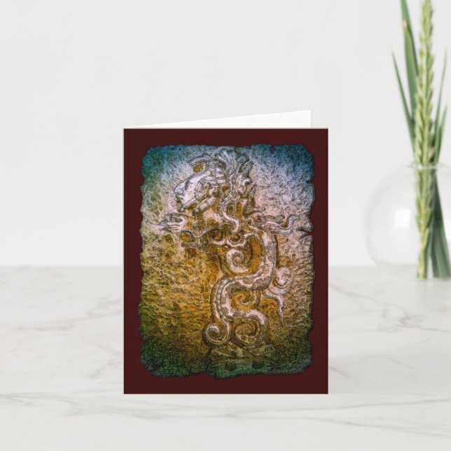 Mayan Serpent God Mexican Art Greeting-Cards Card (Front)