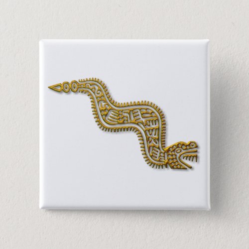 Mayan Serpent_gold Pinback Button