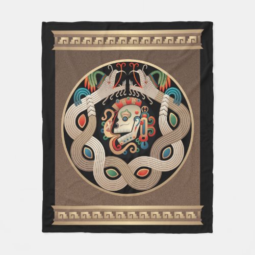 Mayan Serpents and Skull Fleece Blanket