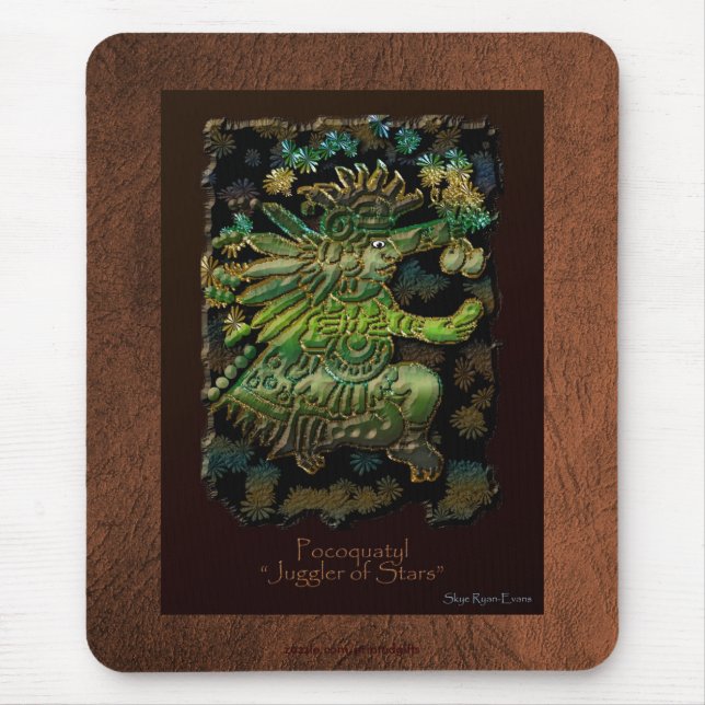 Mayan Star-juggling God on Faux Leather Mousepad (Front)