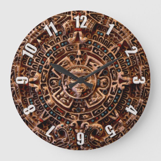 Mayan Sun Calendar Aztec Mexico History Clock (Front)