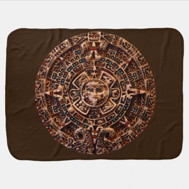 Mayan Sun Calendar  Baby Blanket (Horizontal)