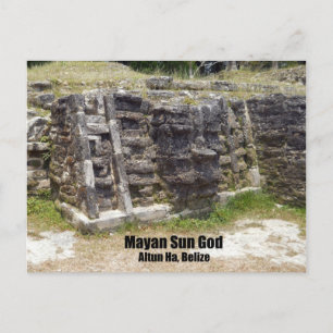 Mayan Sun God - Altun Ha, Belize Postcard