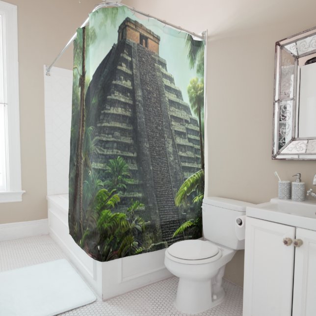 Mayan Temple Shower Curtain (In Situ)