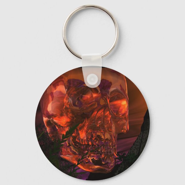 Mayan Temple with Crystal Skull Keychain (Front)