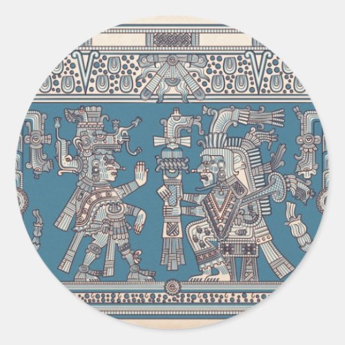 Mayan Tulum Mural Classic Round Sticker