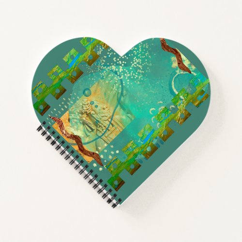 Mayan Turquoise  Gold Mexican Boho Notebook