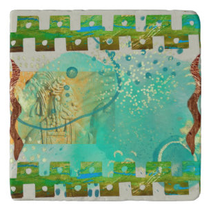 Mayan Turquoise & Gold Mexican Boho Trivet