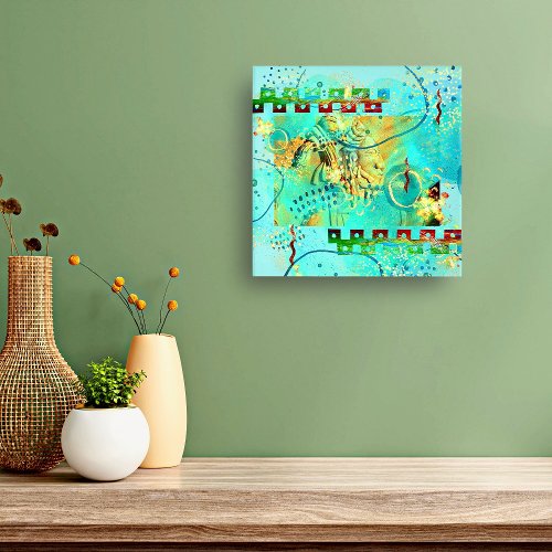 Mayan Turquoise  Golden Misty Sky Acrylic Print