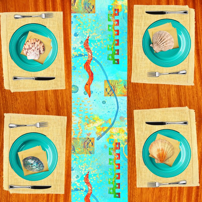 Mayan Turquoise & Golden Misty Sky Table Runner (Creator Uploaded)