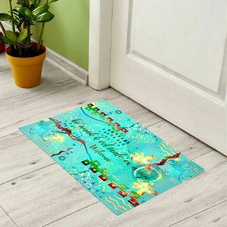 Mayan Turquoise & Golden Welcome Message Doormat
