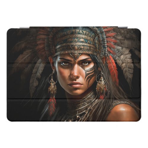 Mayan Warrior Princess Portrait Oil Painting iPad Pro Cover